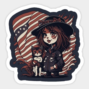 Patriotic Cat Mother Sticker